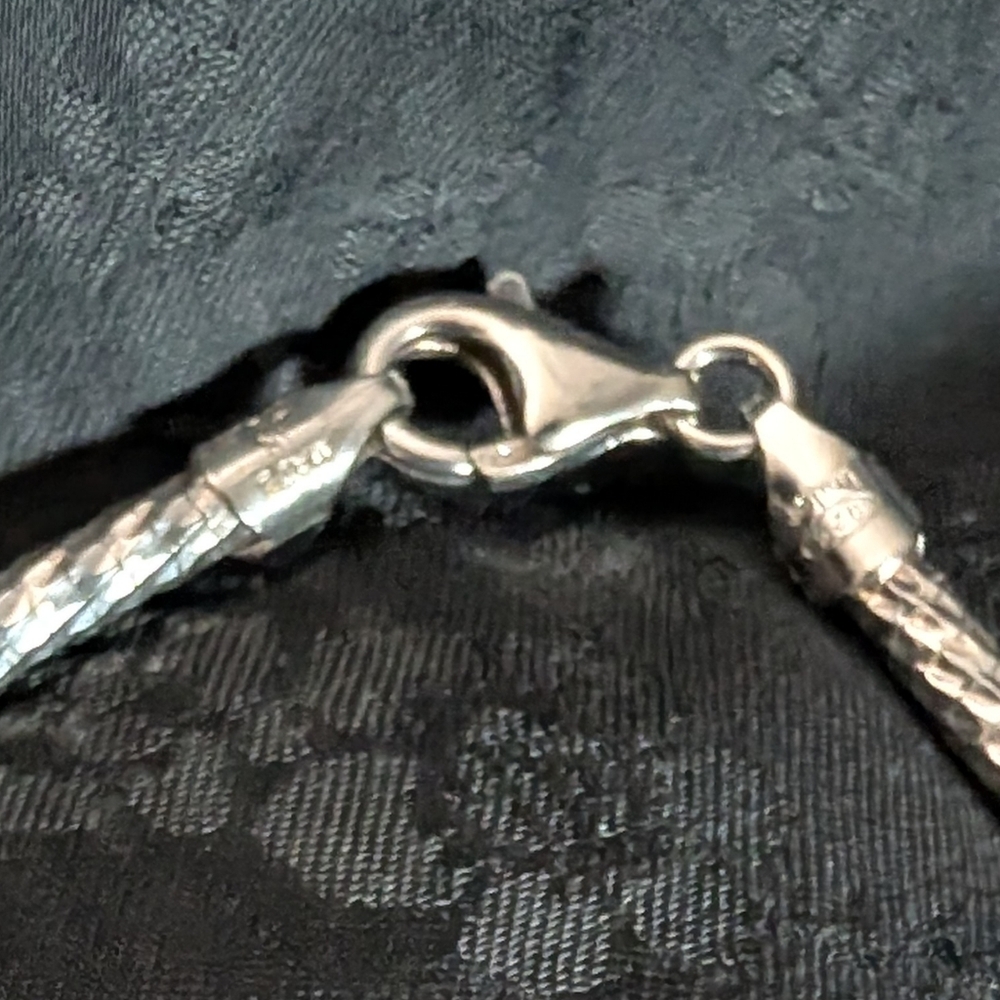 Sparkly Solid Sterling Silver Snake Chain Necklace Milor Italy 16 Inch - Picture 4 of 10